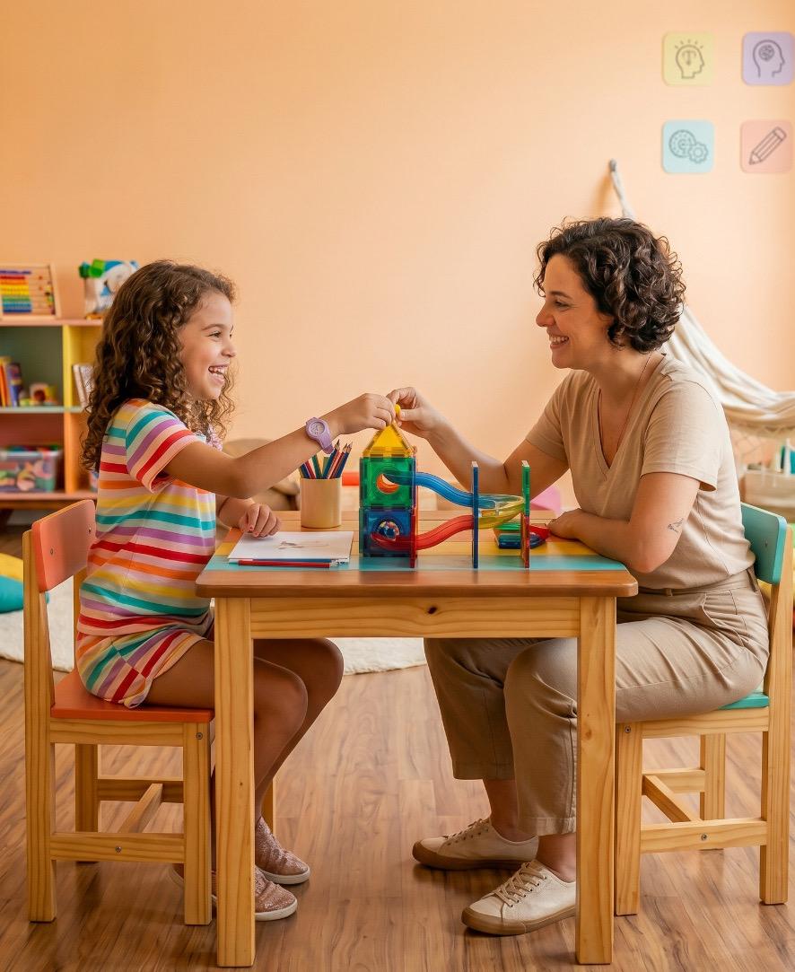 Psicóloga em atendimento infantil